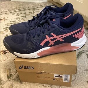 Asics Women’s Navy with Pink Pickleball Court Shoes.